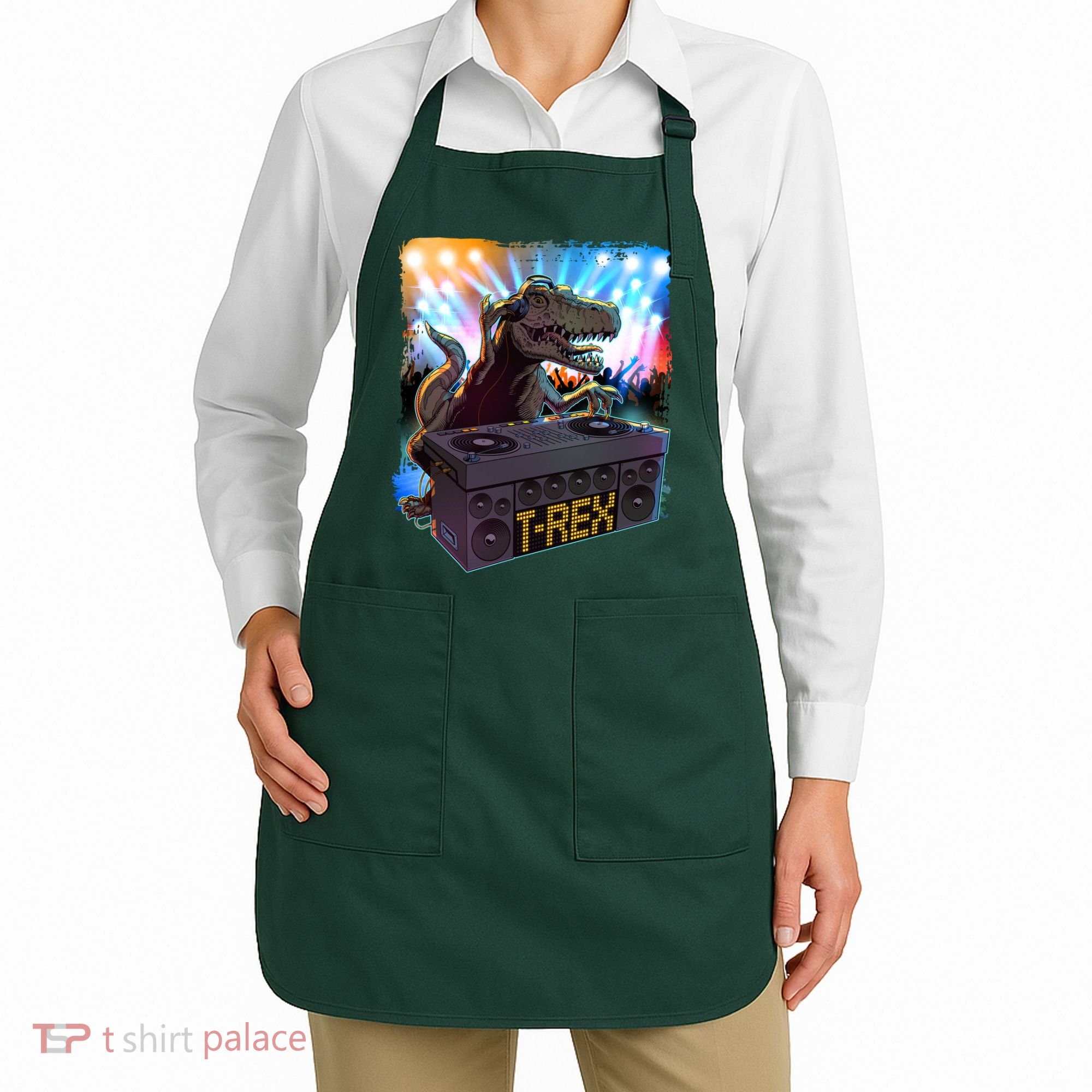 Cool DJ Dance Party TRex Dinosaur Apron