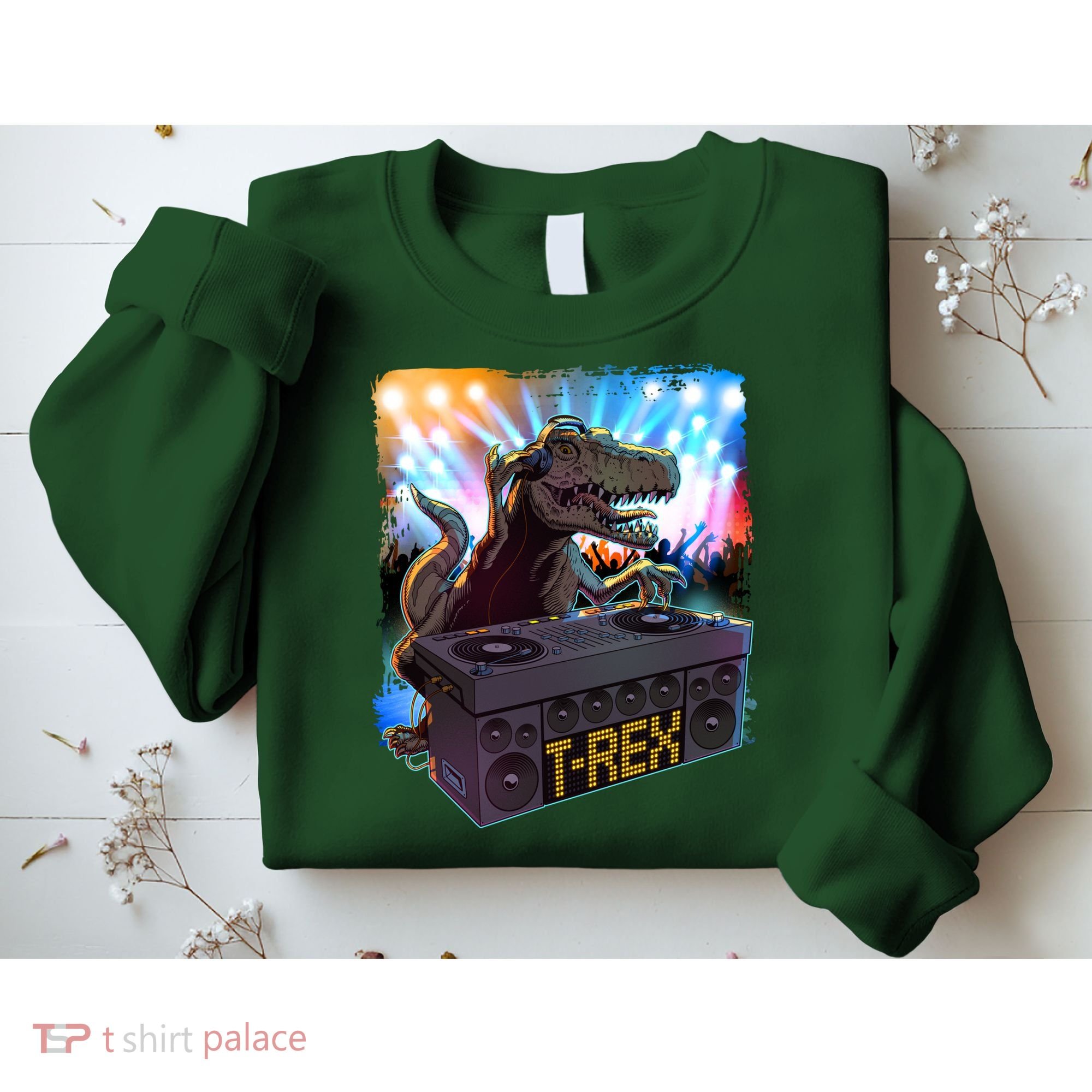 Cool DJ Dance Party TRex Dinosaur Sweatshirt
