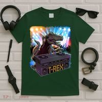 Cool DJ Dance Party TRex Dinosaur T-Shirt thumb 5