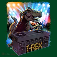 Cool DJ Dance Party TRex Dinosaur T-Shirt thumb 7