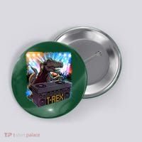Cool DJ Dance Party TRex Dinosaur Button thumb 0