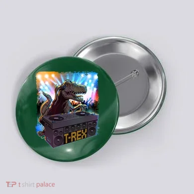 Cool DJ Dance Party TRex Dinosaur Button