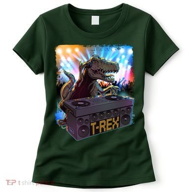 Cool DJ Dance Party TRex Dinosaur Women's T-Shirt
