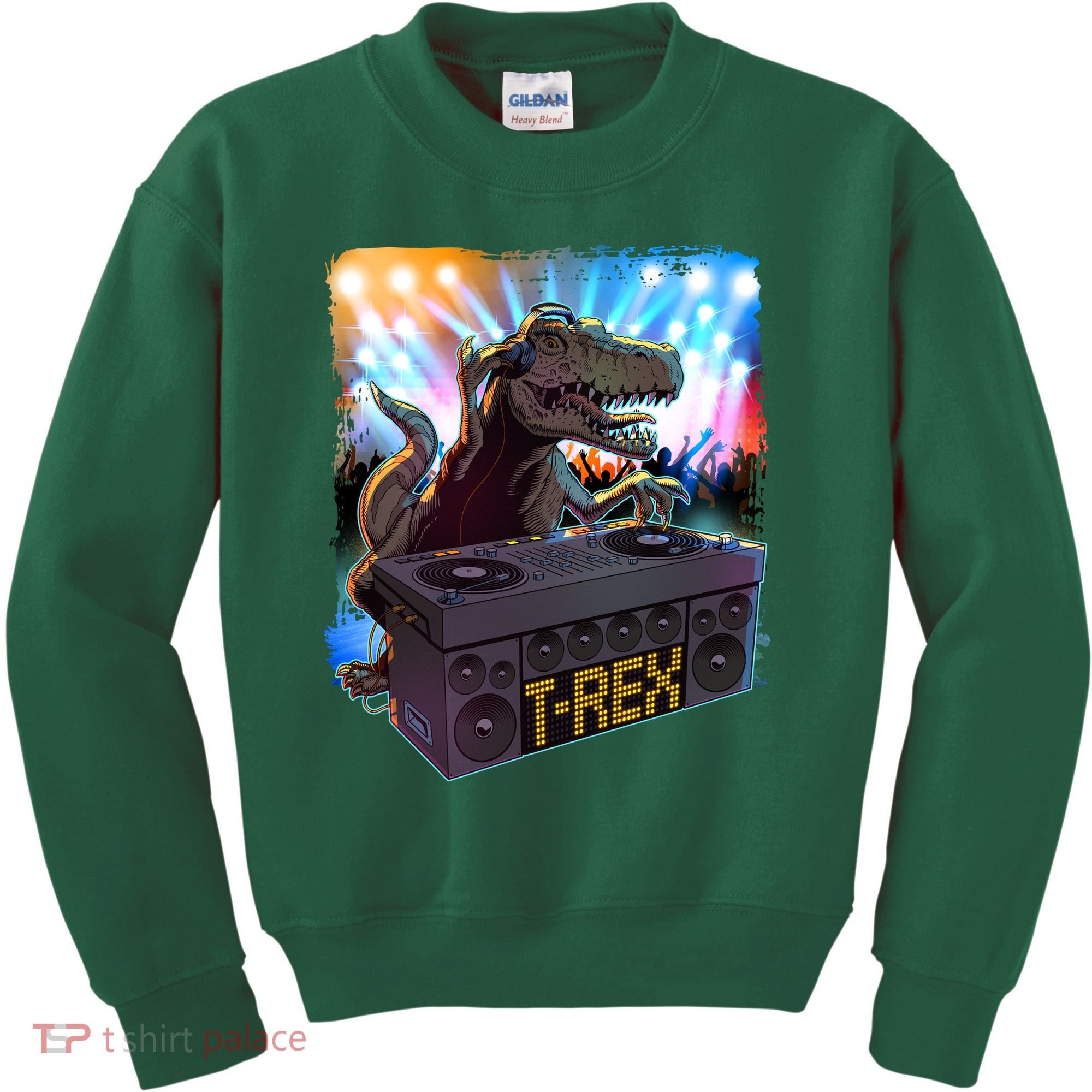 Cool DJ Dance Party TRex Dinosaur Kids Sweatshirt