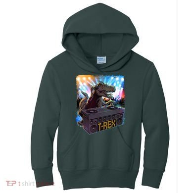 Cool DJ Dance Party TRex Dinosaur Kids Hoodie