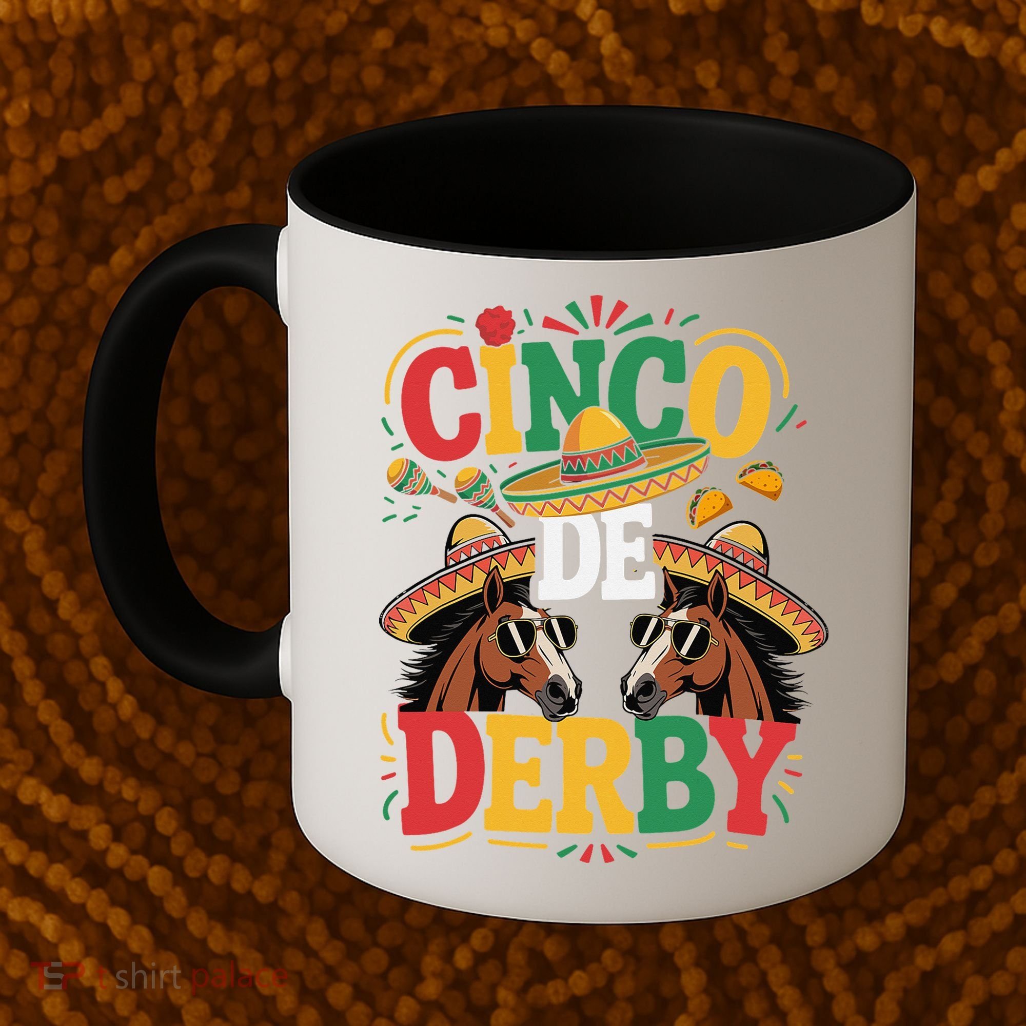 Cinco De Derby Funny Derby De Mayo Taco Horse Racing Coffee Mug