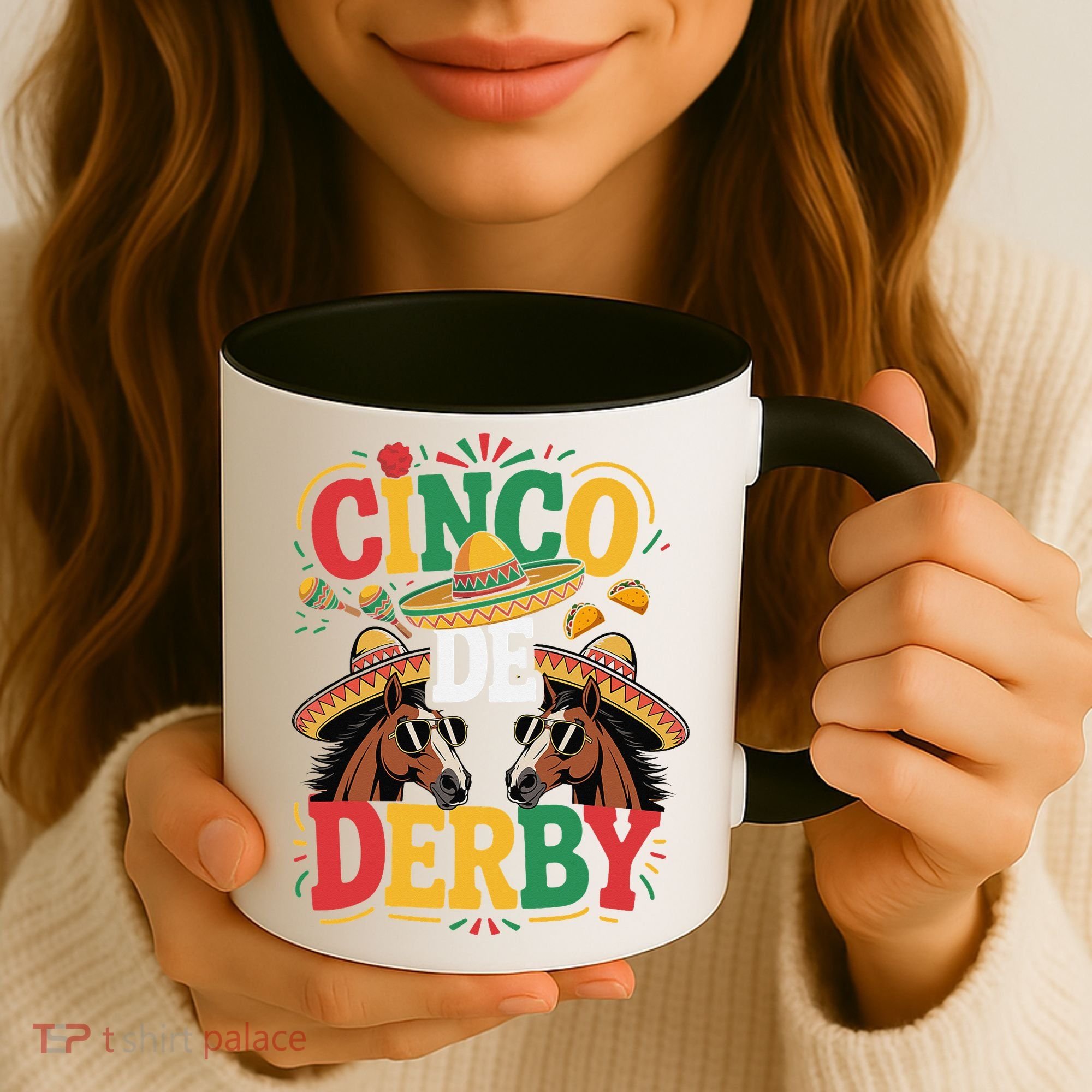 Cinco De Derby Funny Derby De Mayo Taco Horse Racing Coffee Mug