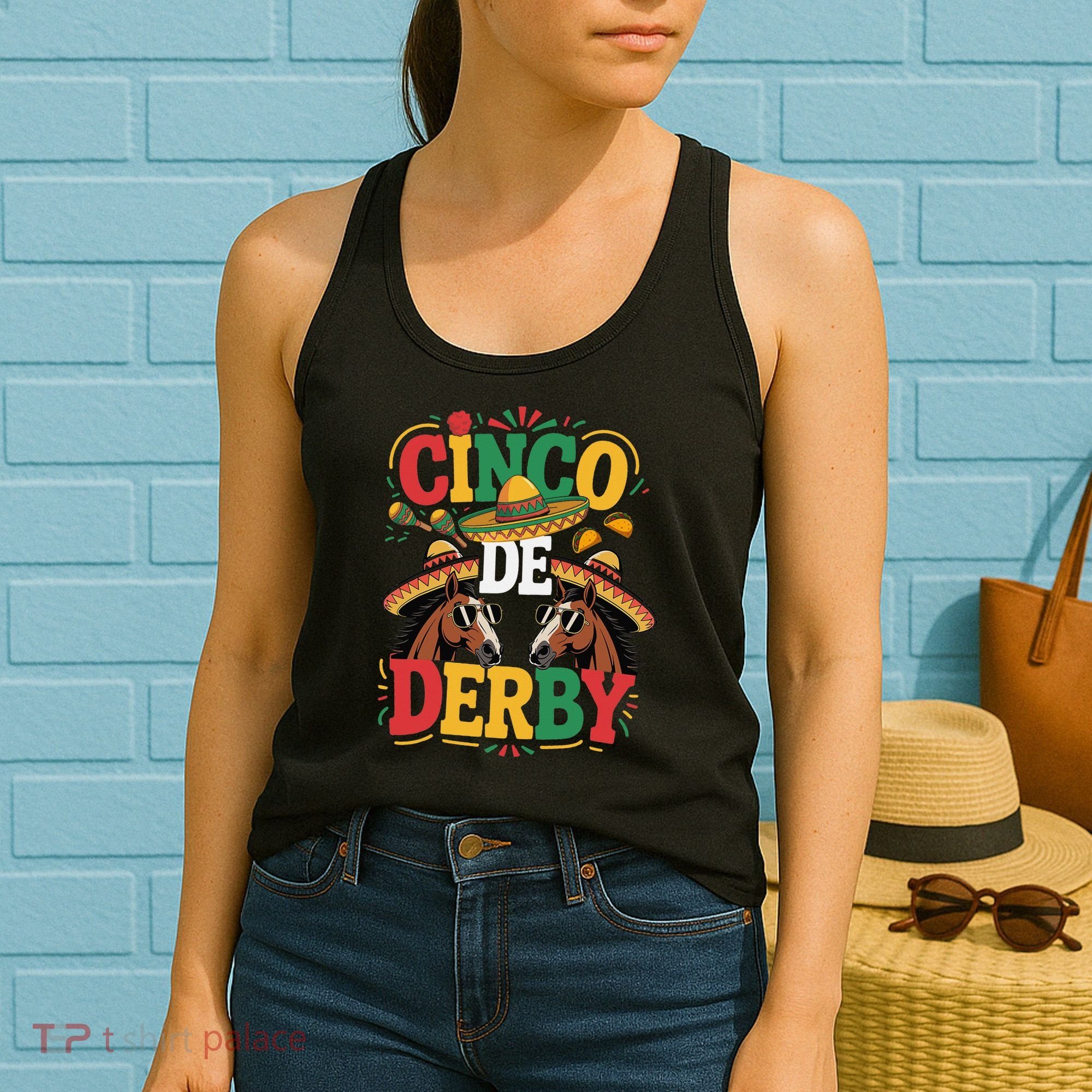 Cinco De Derby Funny Derby De Mayo Taco Horse Racing Women's Tank Top