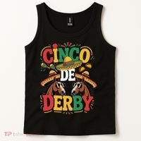 Cinco De Derby Funny Derby De Mayo Taco Horse Racing Tank Top thumb 2