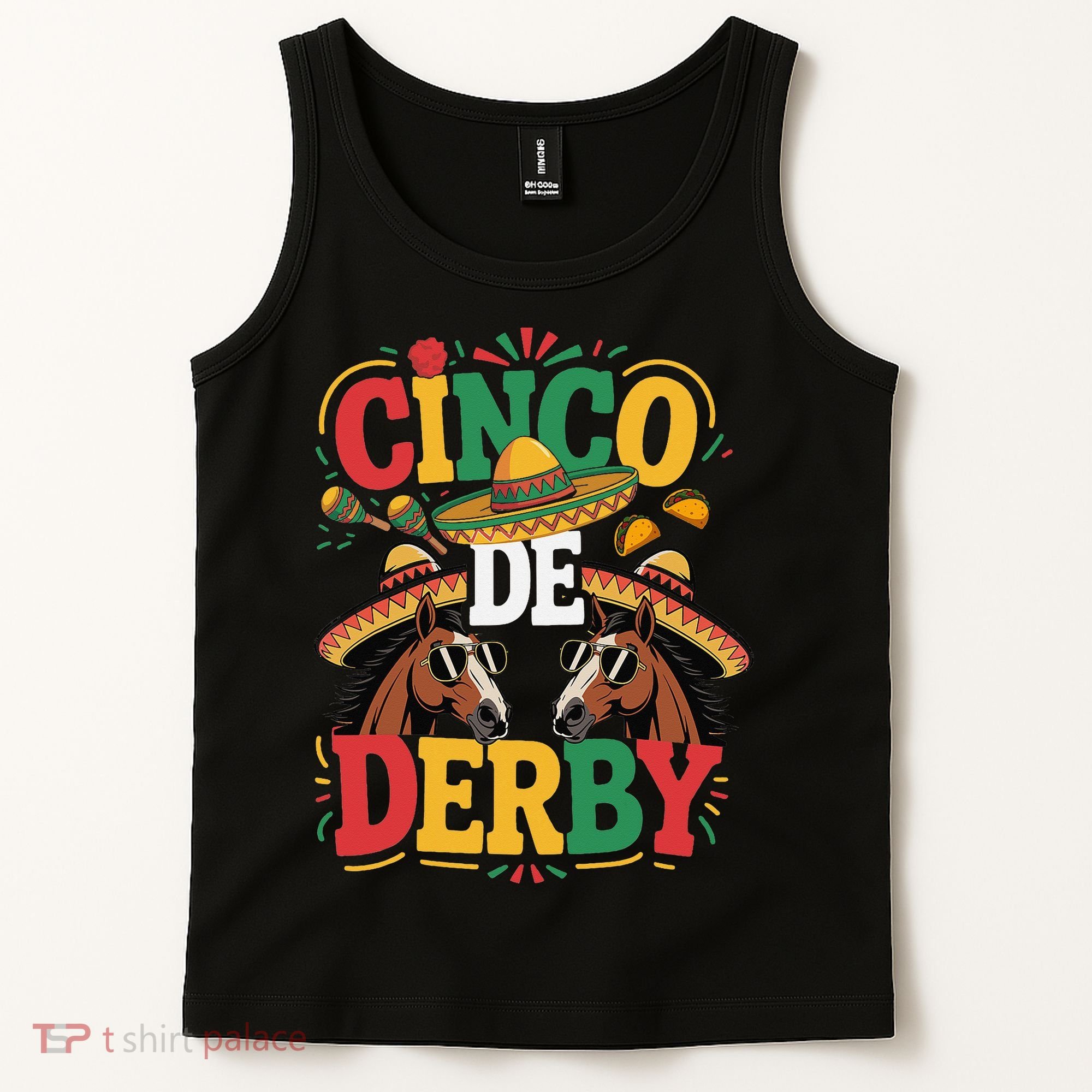 Cinco De Derby Funny Derby De Mayo Taco Horse Racing Tank Top