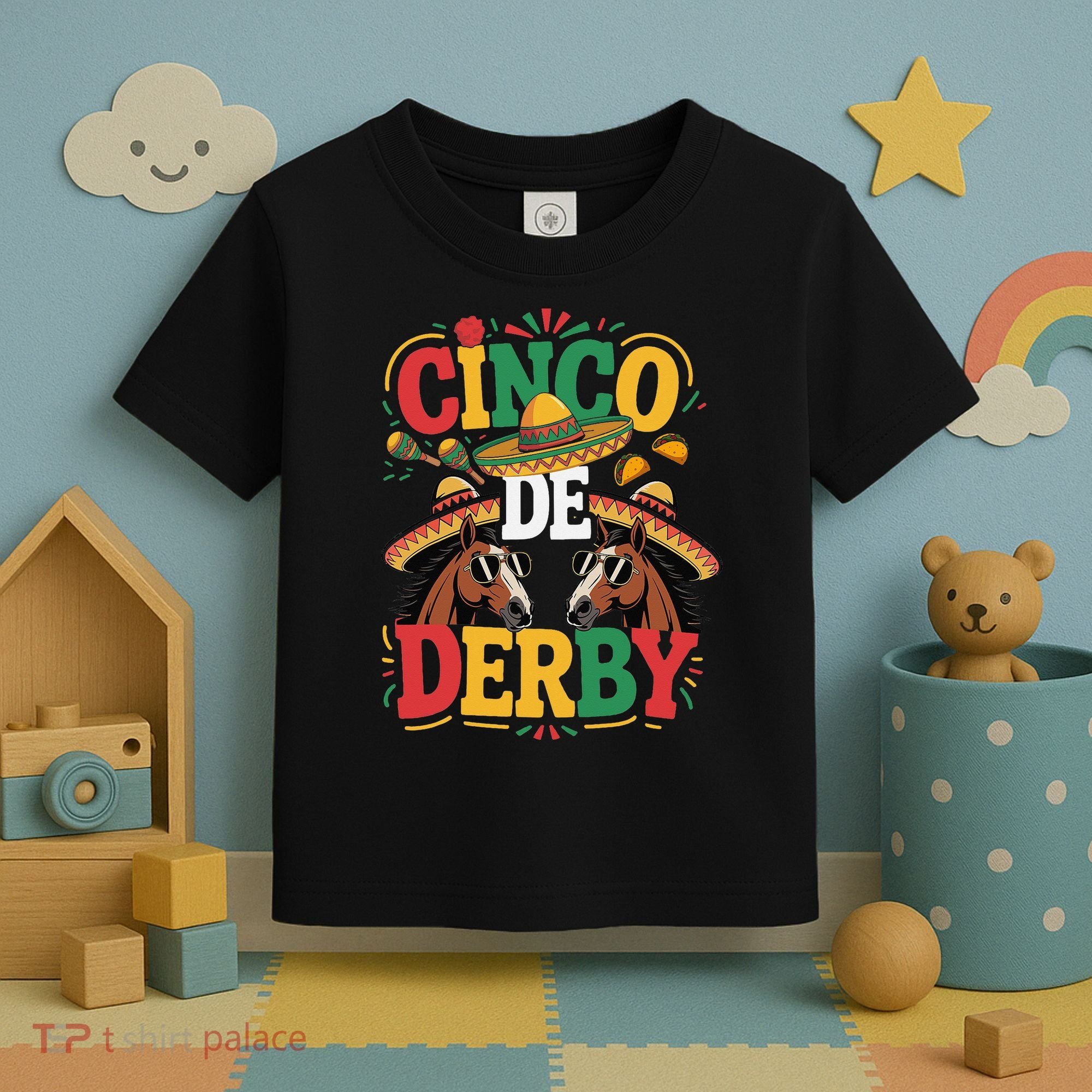 Cinco De Derby Funny Derby De Mayo Taco Horse Racing Toddler T-Shirt