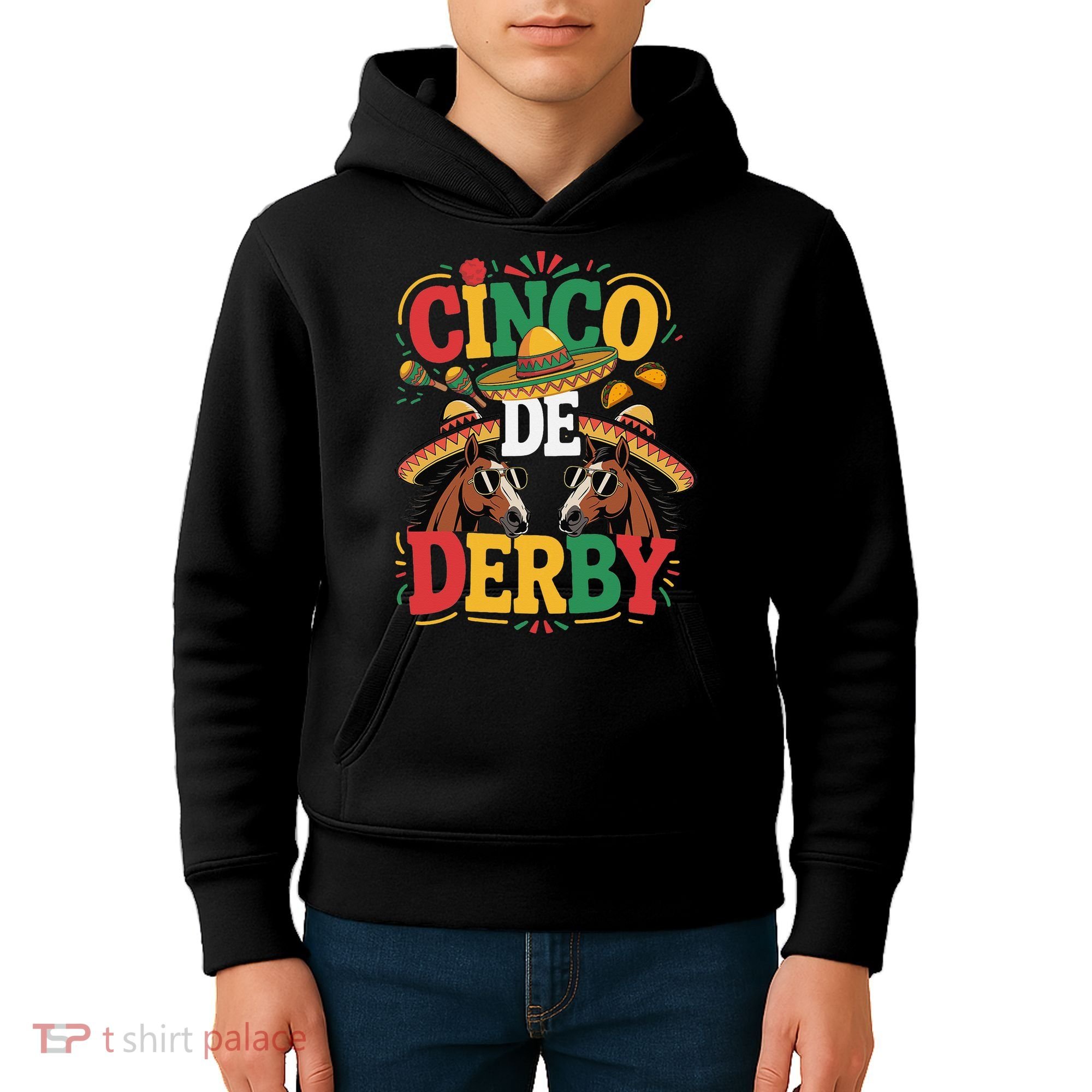 Cinco De Derby Funny Derby De Mayo Taco Horse Racing Kids Hoodie