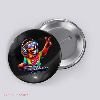 Colourful Dog DJ Button
