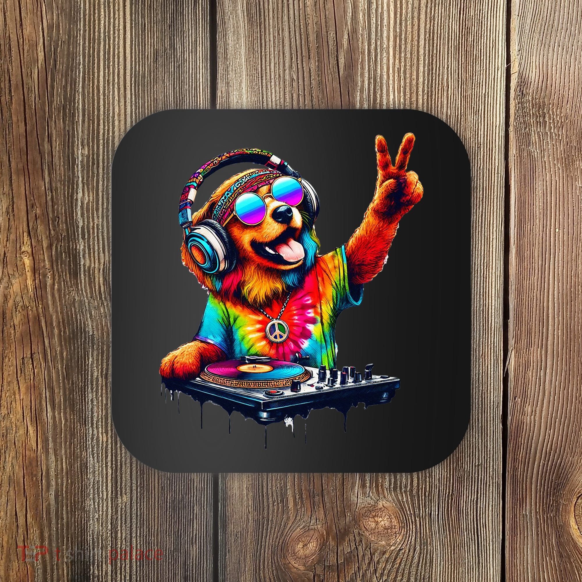 Colourful Dog DJ Coaster