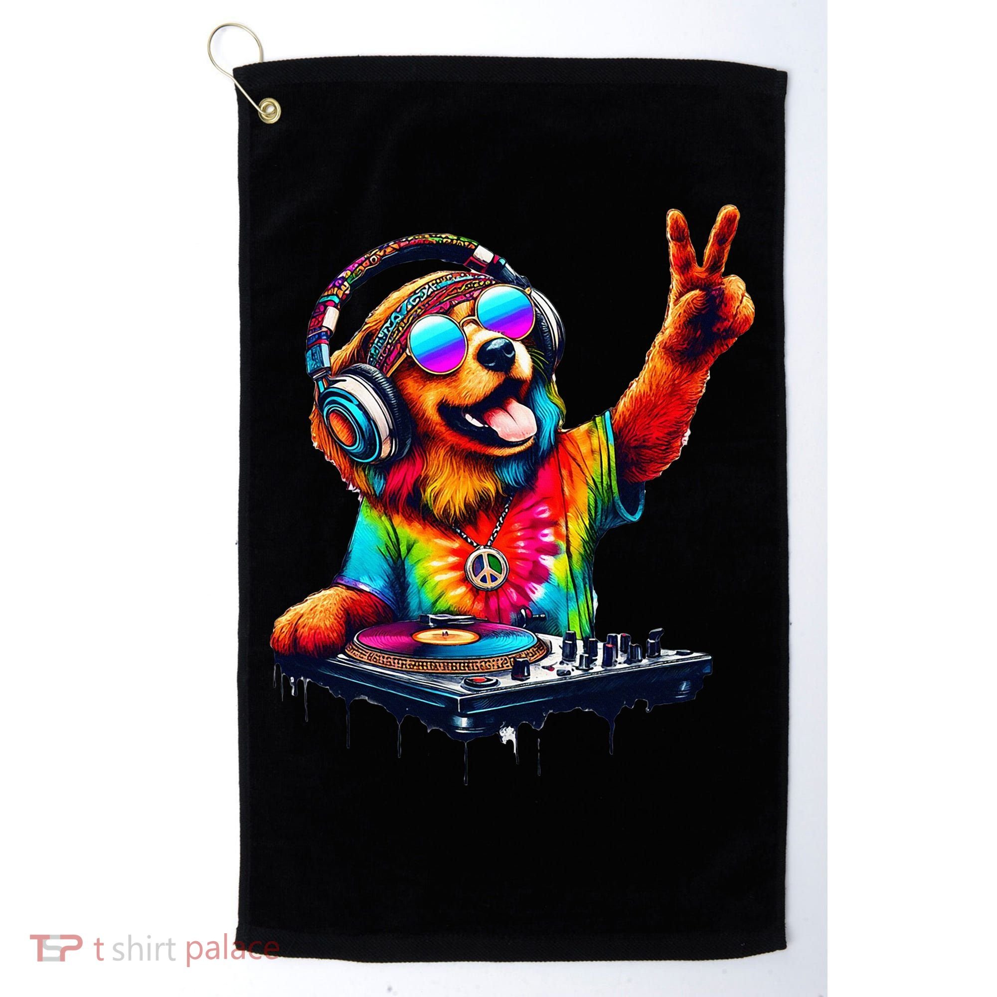 Colourful Dog DJ Golf Towel