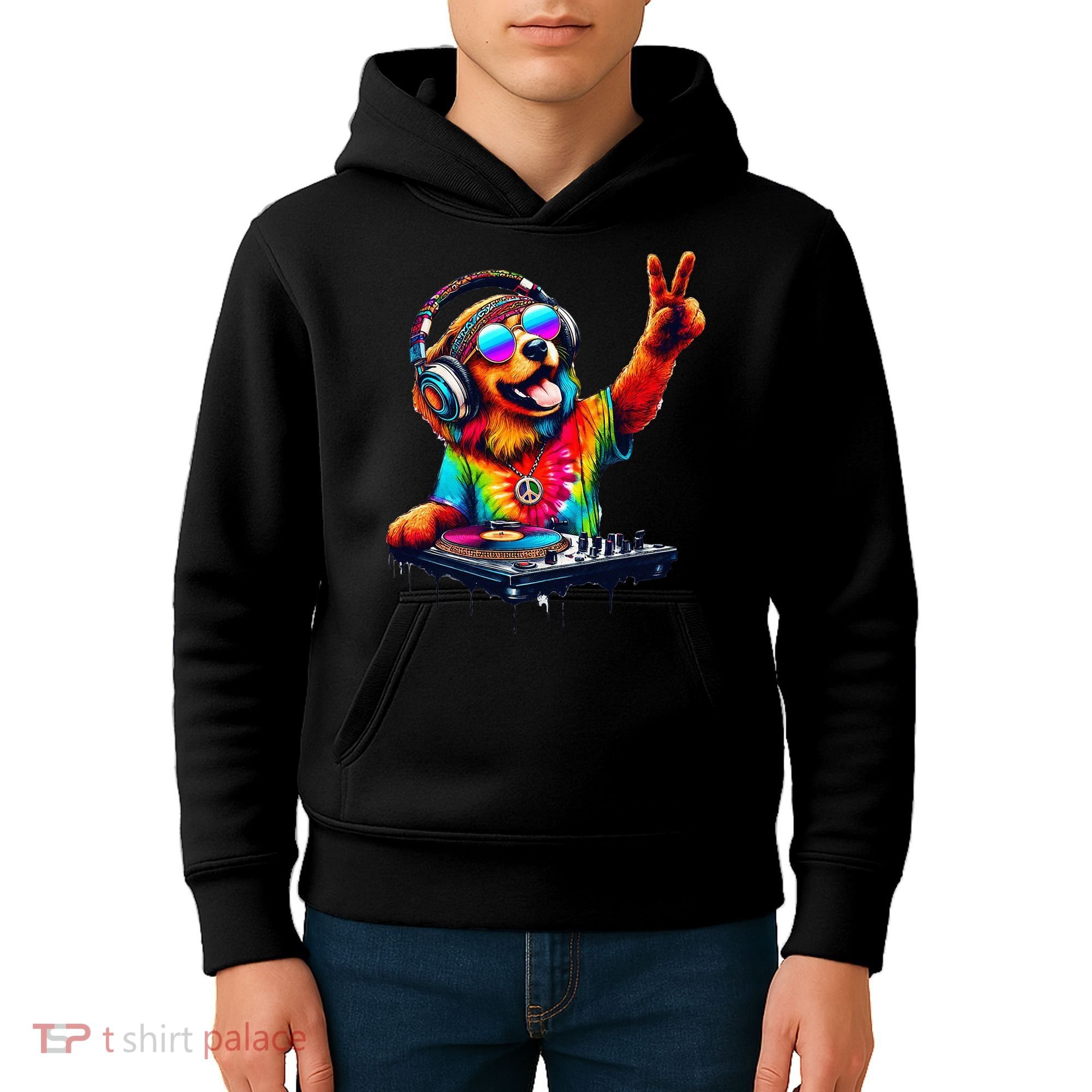 Colourful Dog DJ Kids Hoodie