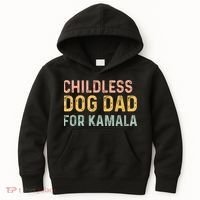 Childless Dog Dad For Kamala Harris 2024 Kids Hoodie thumb 0