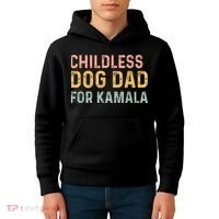 Childless Dog Dad For Kamala Harris 2024 Kids Hoodie thumb 4