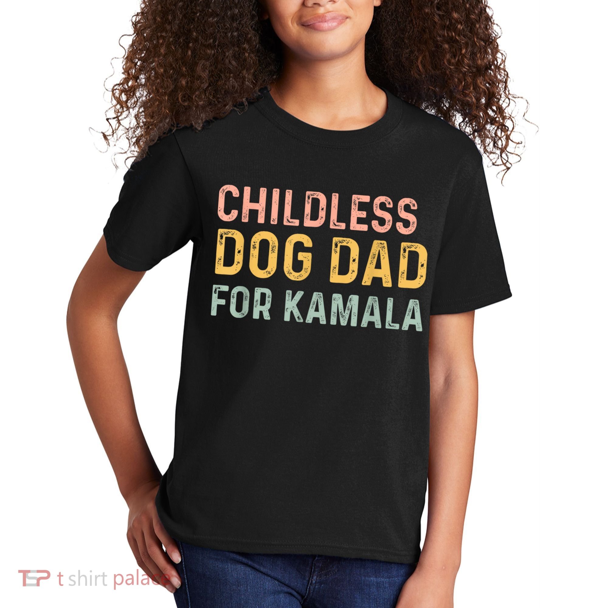 Childless Dog Dad For Kamala Harris 2024 Kids T-Shirt