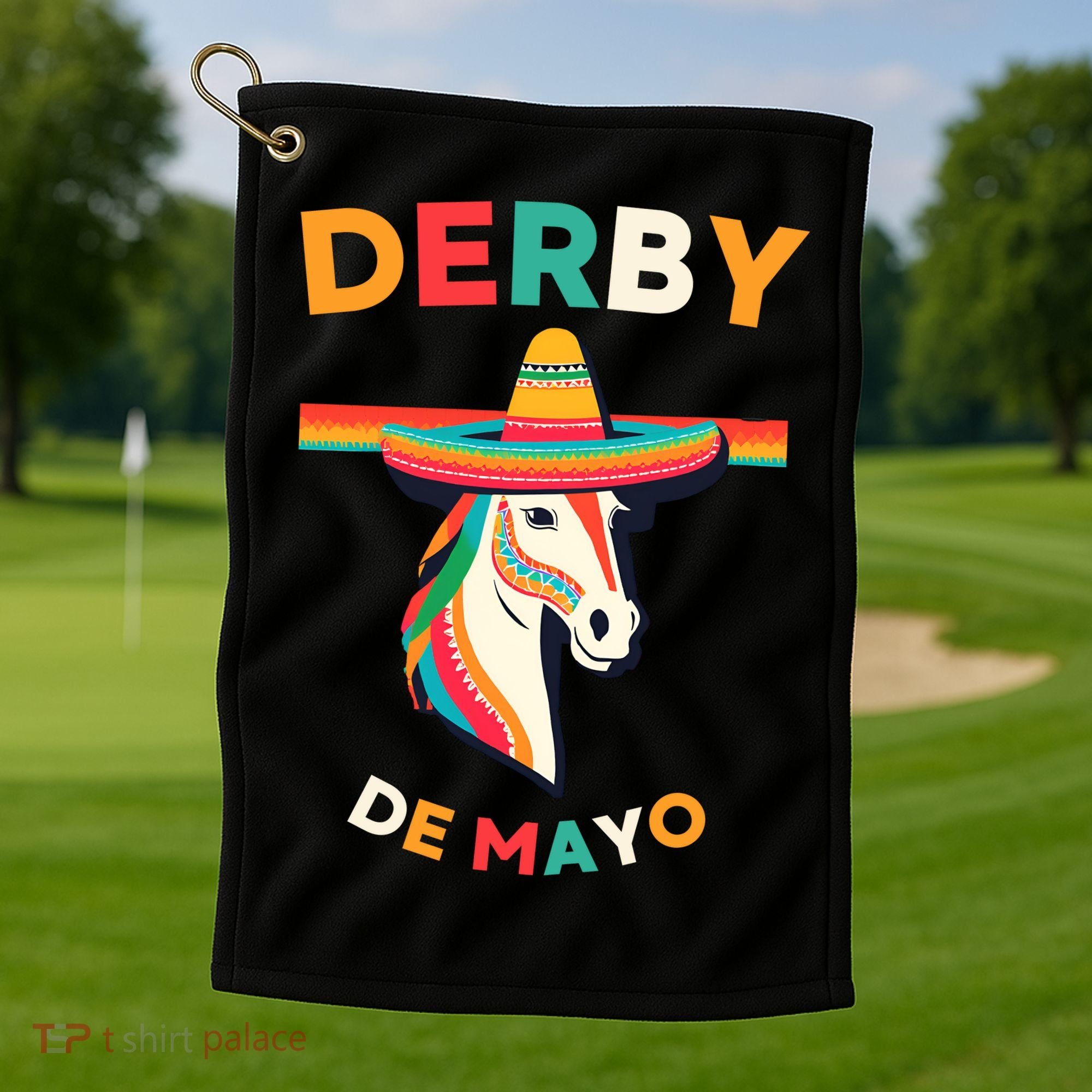 Cinco De Derby Funny Horse Racing Golf Towel