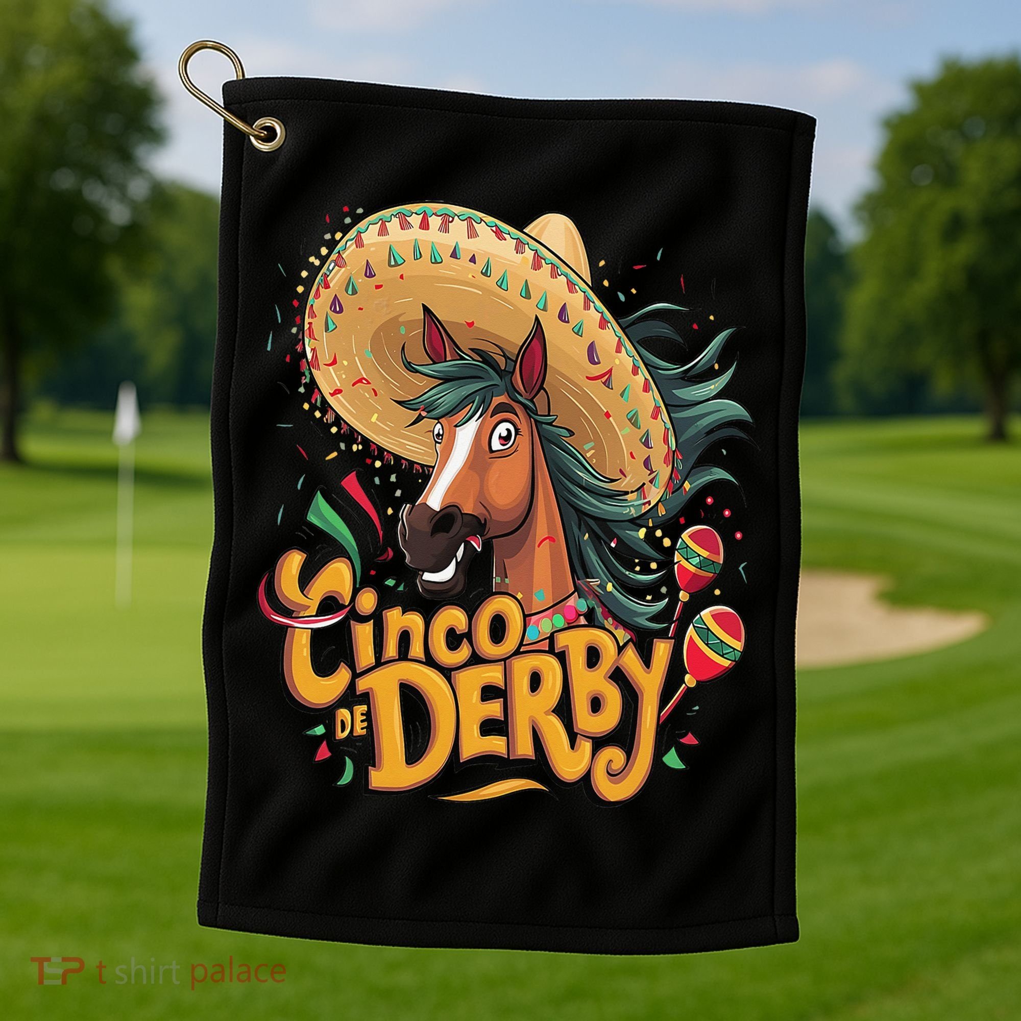 Cinco De Derby Party Funny Horse Racing Golf Towel