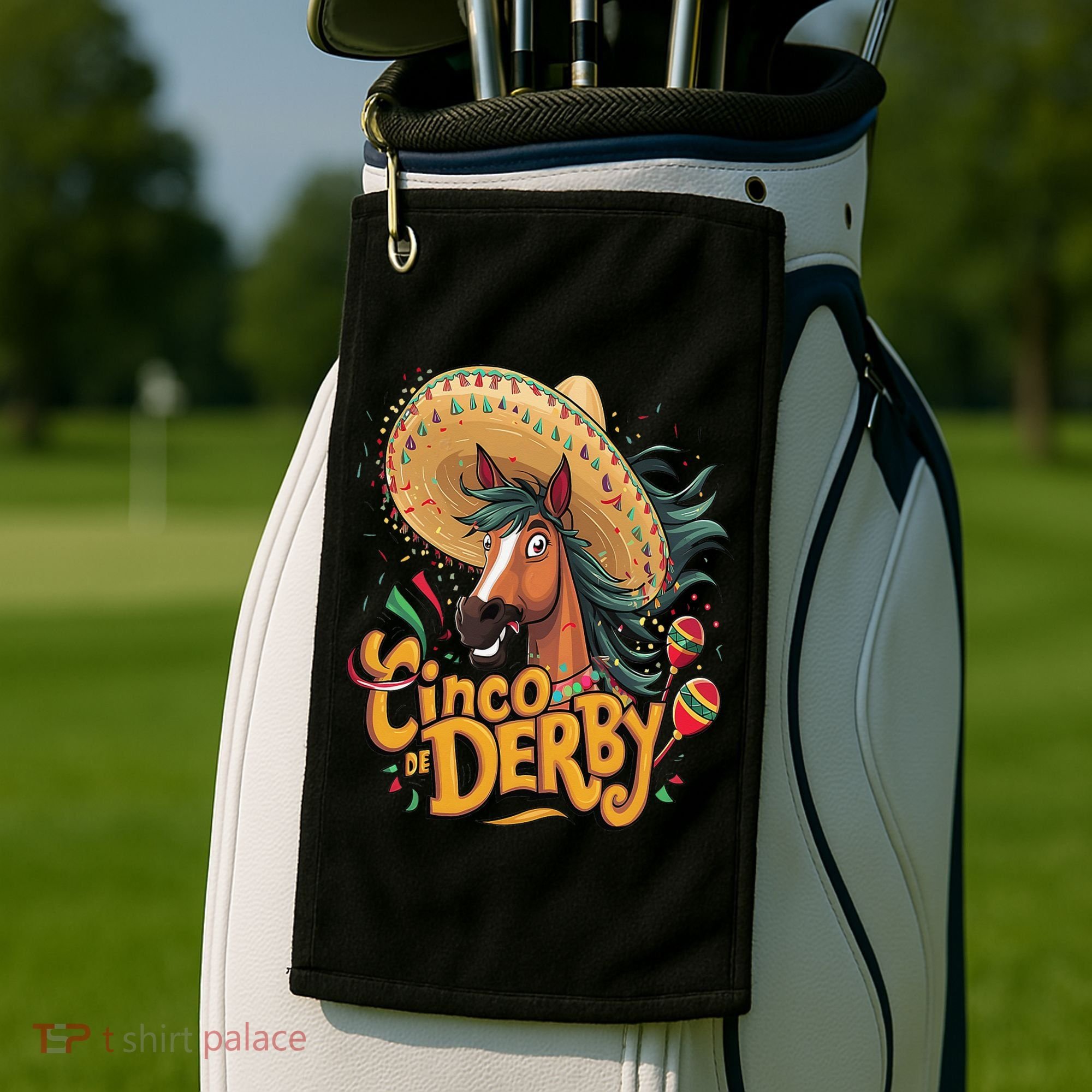 Cinco De Derby Party Funny Horse Racing Golf Towel