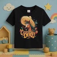 Cinco De Derby Party Funny Horse Racing Toddler T-Shirt thumb 3