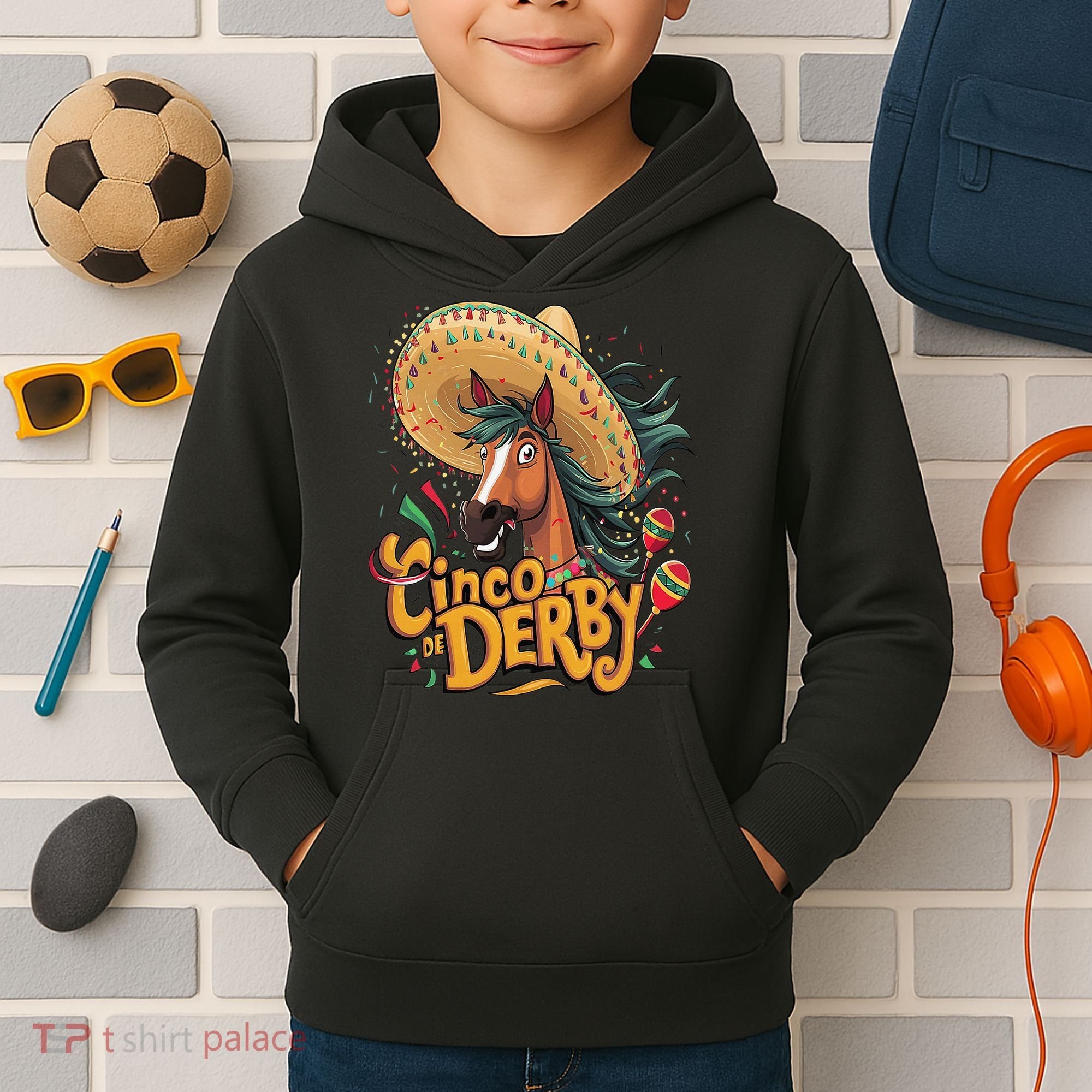 Cinco De Derby Party Funny Horse Racing Kids Hoodie
