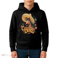 Cinco De Derby Party Funny Horse Racing Kids Hoodie thumb 4