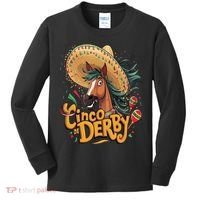 Cinco De Derby Party Funny Horse Racing Kids Long Sleeve Shirt thumb 0