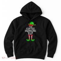 Coffee Drinking Elf Family Matching Group Christmas Hoodie thumb 0