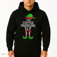 Coffee Drinking Elf Family Matching Group Christmas Hoodie thumb 2