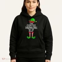 Coffee Drinking Elf Family Matching Group Christmas Hoodie thumb 5