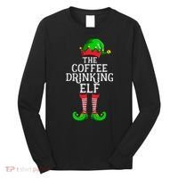 Coffee Drinking Elf Family Matching Group Christmas Long Sleeve Shirt thumb 0