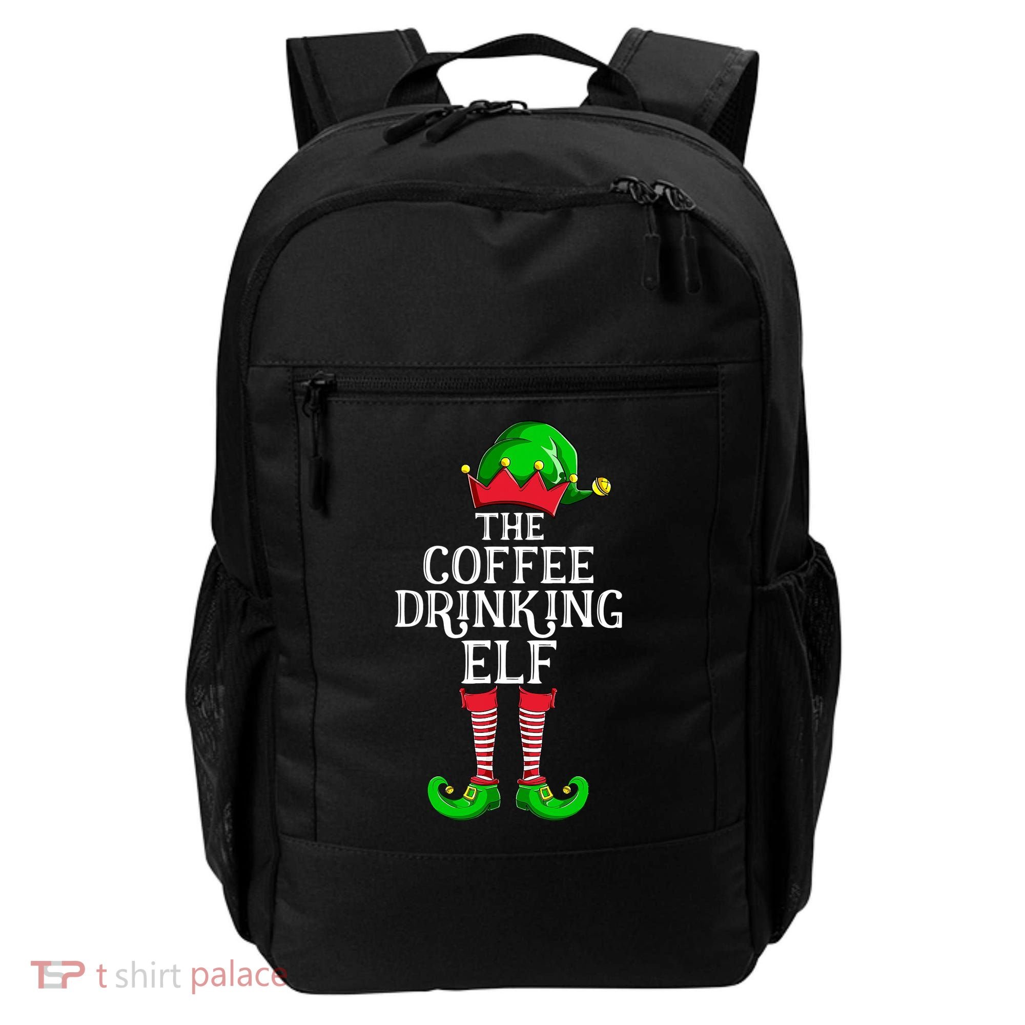 Coffee Drinking Elf Family Matching Group Christmas Backpack