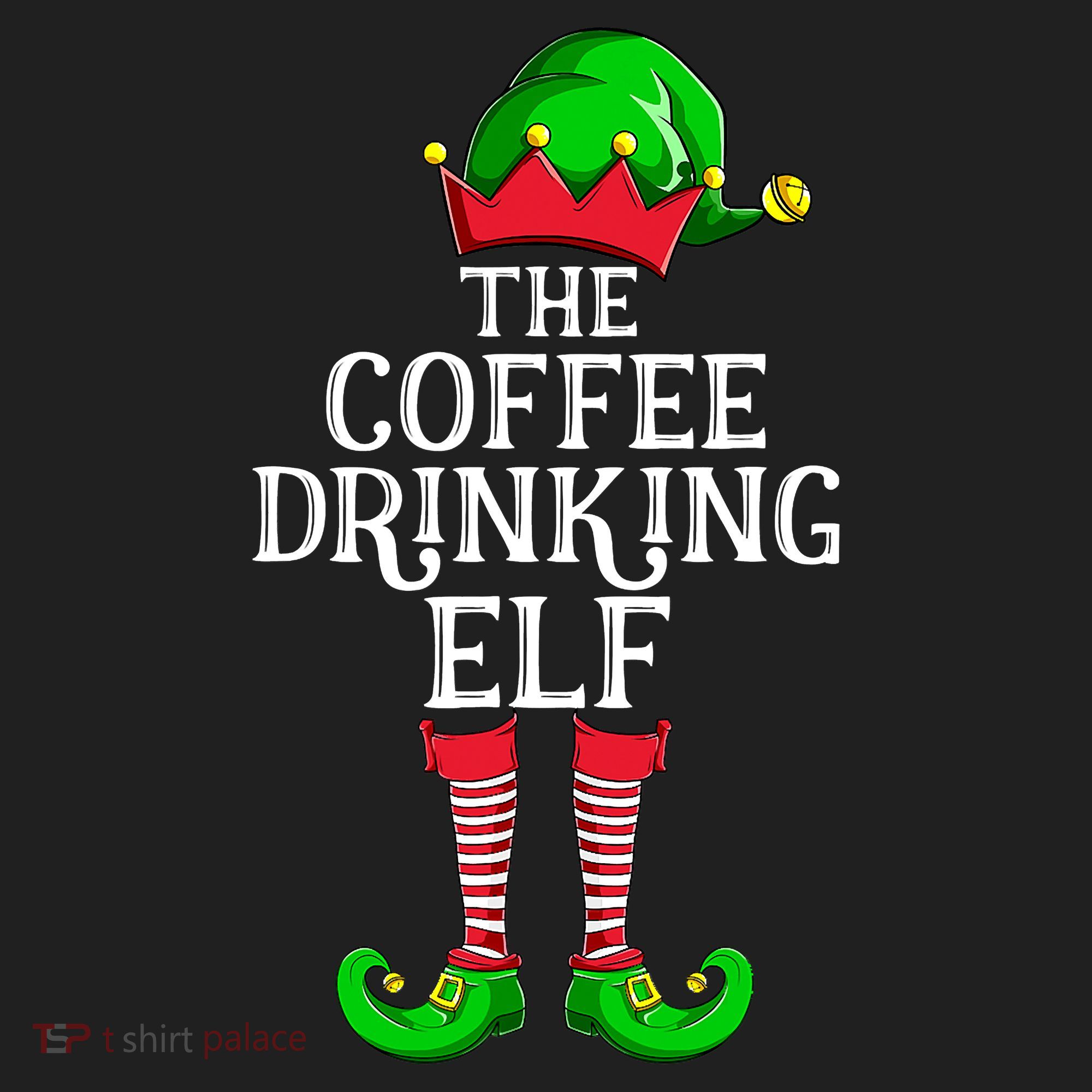 Coffee Drinking Elf Family Matching Group Christmas Beanie