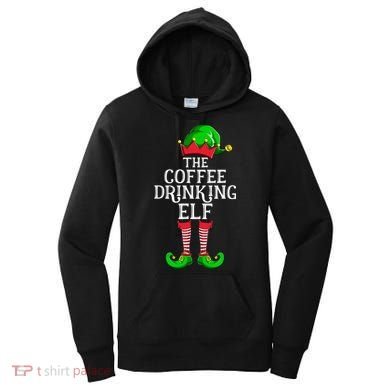 Coffee Drinking Elf Family Matching Group Christmas Women's Hoodie