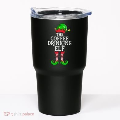 Coffee Drinking Elf Family Matching Group Christmas Tumbler