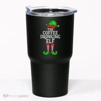 Coffee Drinking Elf Family Matching Group Christmas Tumbler thumb 0
