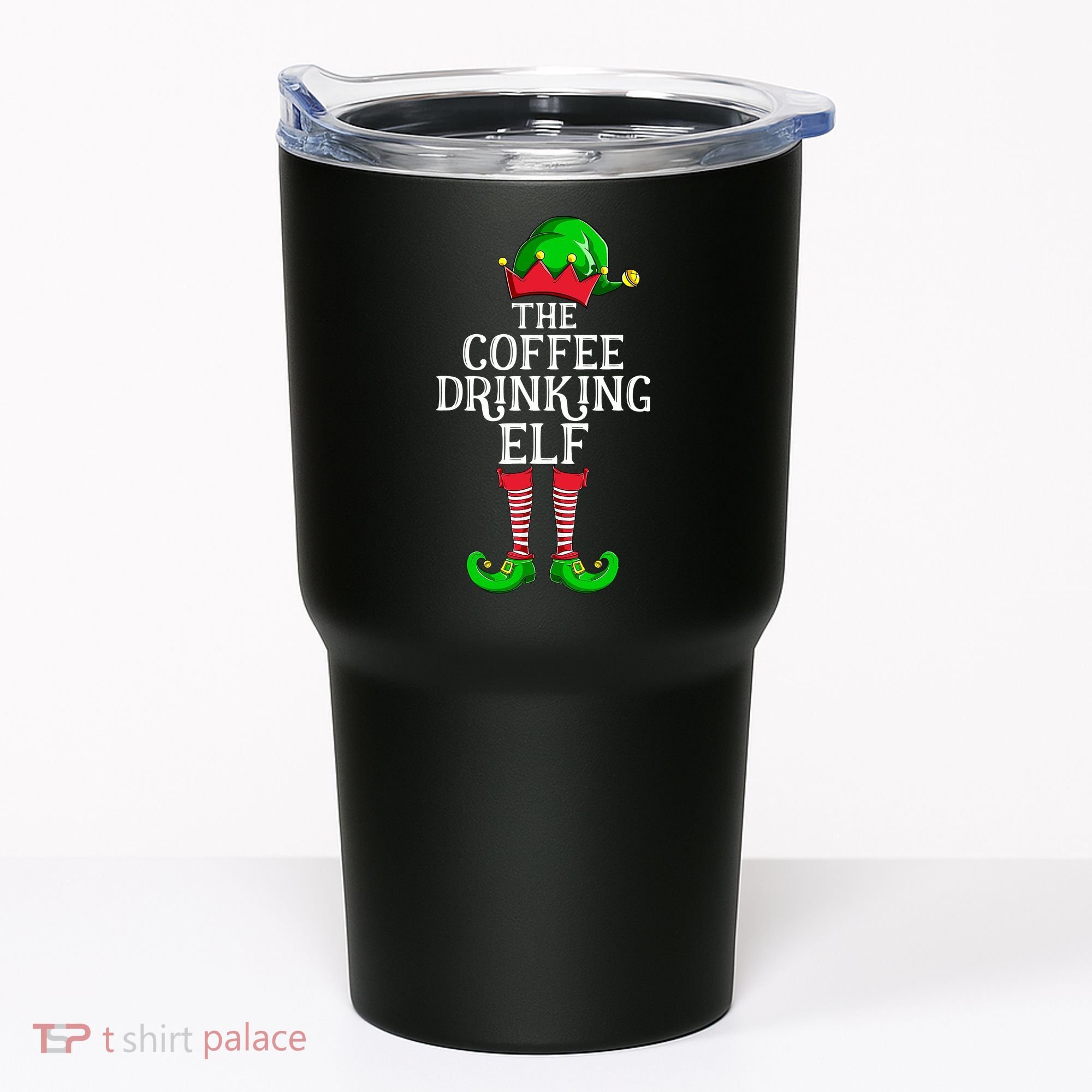 Coffee Drinking Elf Family Matching Group Christmas Tumbler