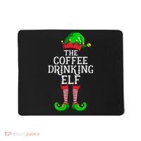 Coffee Drinking Elf Family Matching Group Christmas Mousepad thumb 0