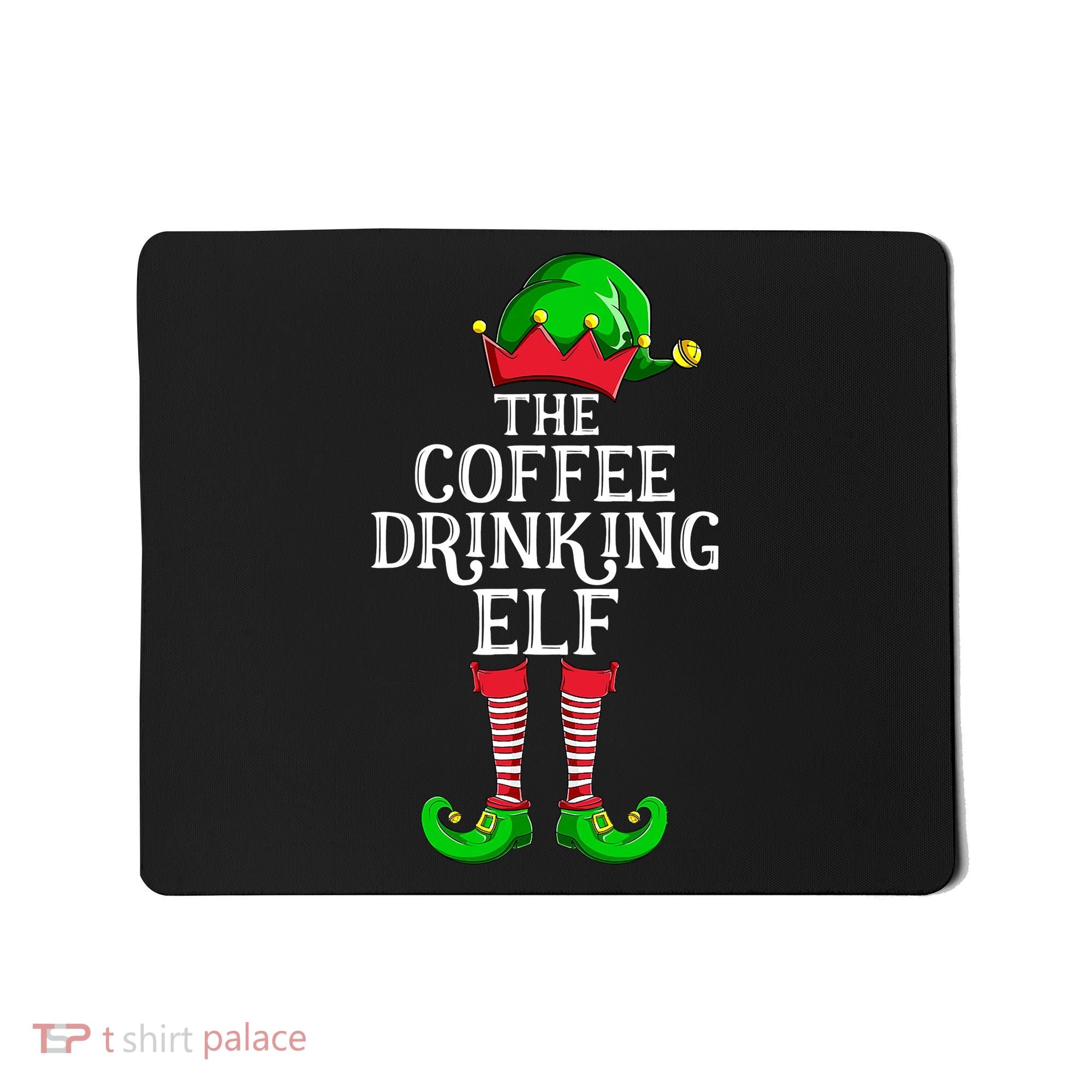 Coffee Drinking Elf Family Matching Group Christmas Mousepad