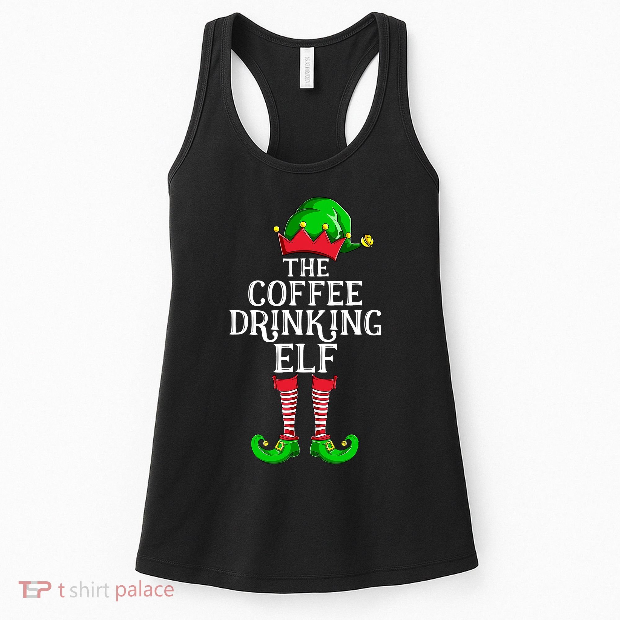 Coffee Drinking Elf Family Matching Group Christmas Women's Tank Top