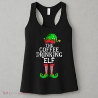 Coffee Drinking Elf Family Matching Group Christmas Women's Tank Top thumb 3
