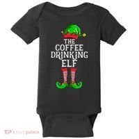 Coffee Drinking Elf Family Matching Group Christmas Baby Bodysuit thumb 0