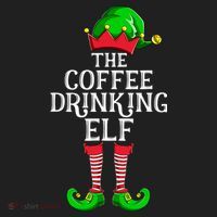 Coffee Drinking Elf Family Matching Group Christmas Hat thumb 2