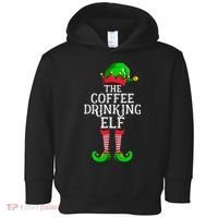 Coffee Drinking Elf Family Matching Group Christmas Toddler Hoodie thumb 0
