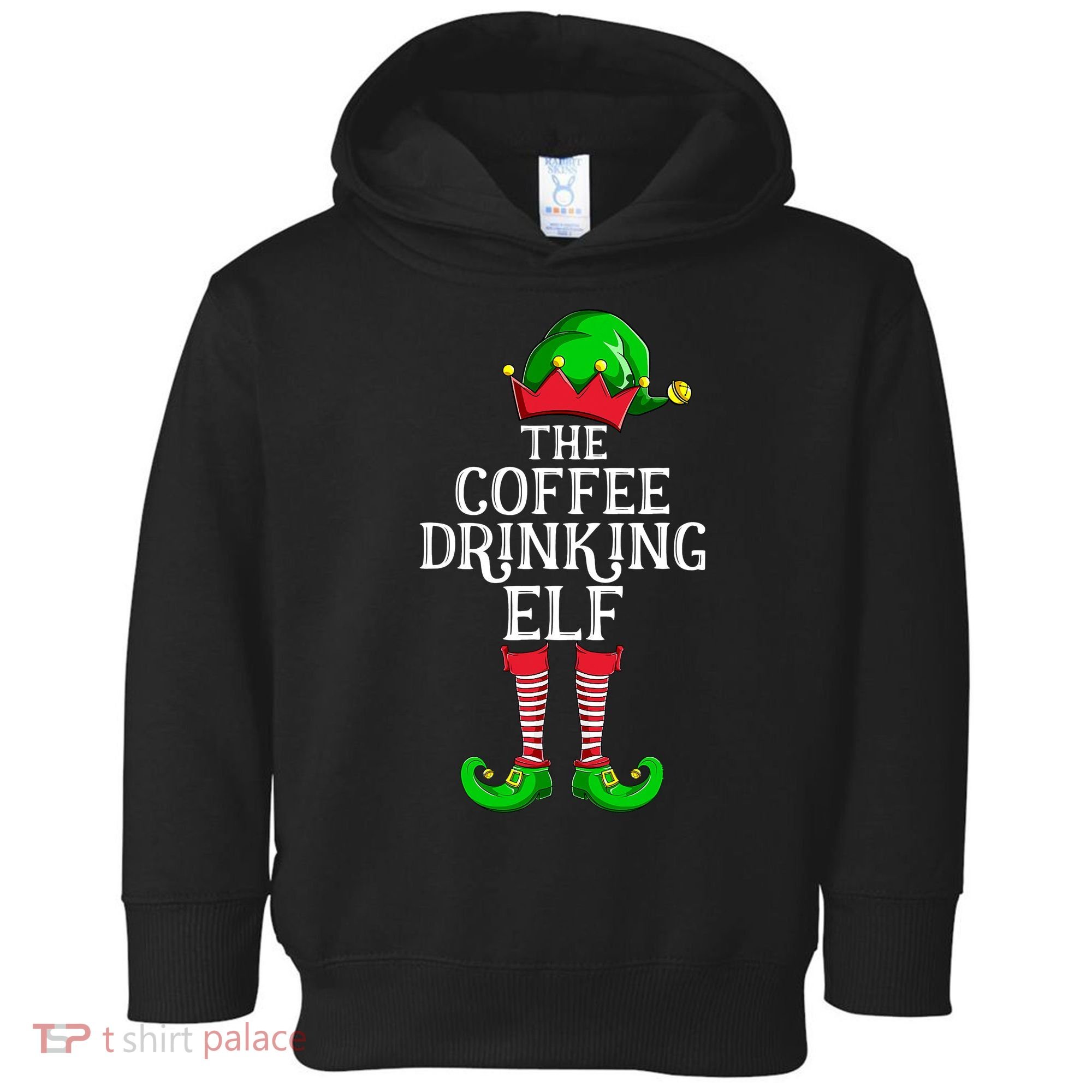 Coffee Drinking Elf Family Matching Group Christmas Toddler Hoodie
