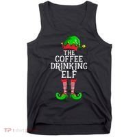 Coffee Drinking Elf Family Matching Group Christmas Tank Top thumb 0