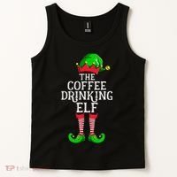 Coffee Drinking Elf Family Matching Group Christmas Tank Top thumb 2